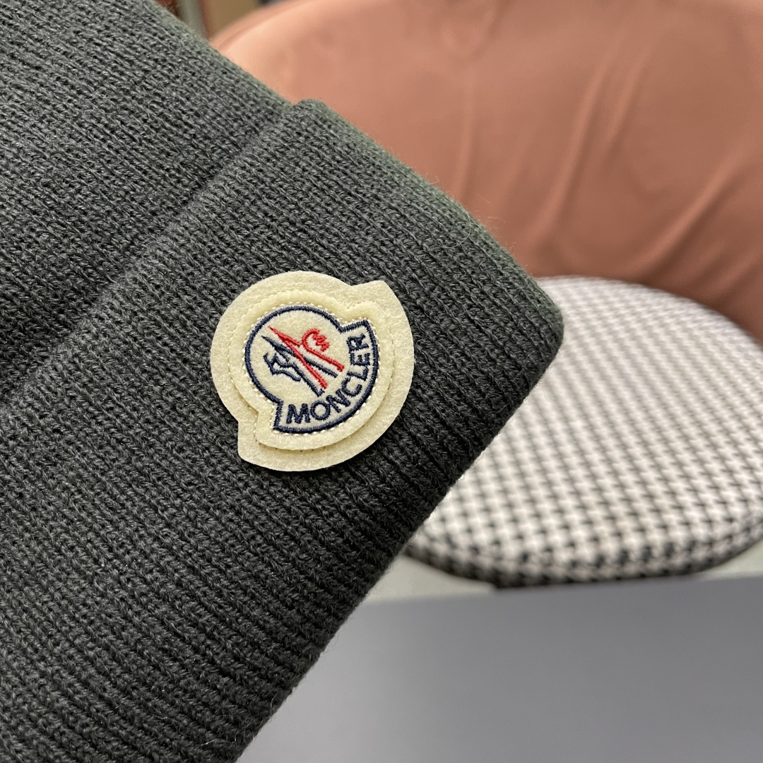  Moncler蒙口女秋冬季加绒加厚针织帽保暖护耳冷帽2025新款包头毛线帽