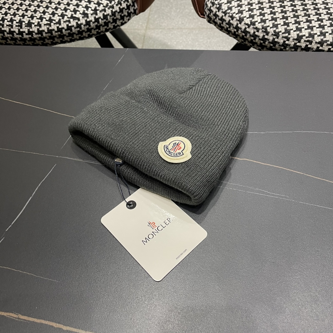  Moncler蒙口女秋冬季加绒加厚针织帽保暖护耳冷帽2025新款包头毛线帽