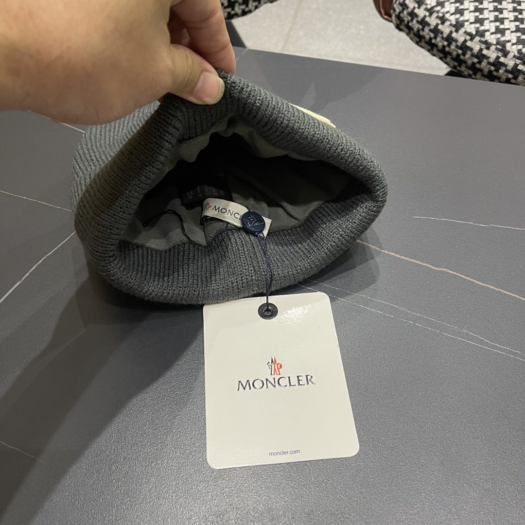  Moncler蒙口女秋冬季加绒加厚针织帽保暖护耳冷帽2025新款包头毛线帽