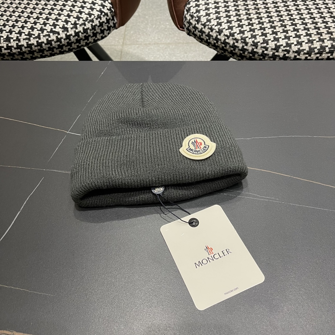  Moncler蒙口女秋冬季加绒加厚针织帽保暖护耳冷帽2025新款包头毛线帽
