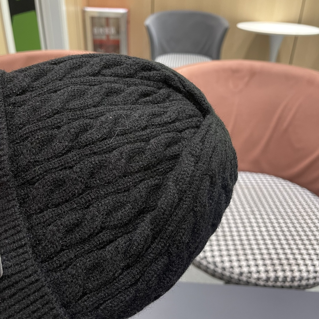  迪奥2025冬款针织帽女D家冷帽保暖帽子菱格毛线帽男