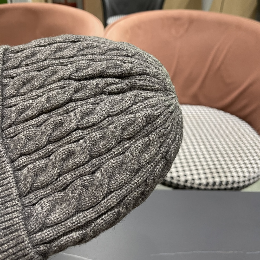  迪奥2025冬款针织帽女D家冷帽保暖帽子菱格毛线帽男