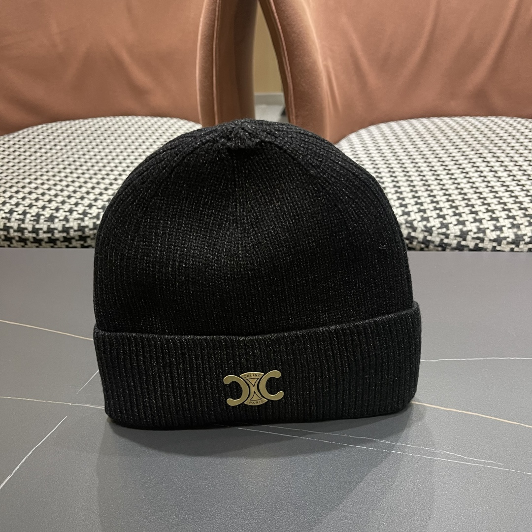  【CELINE赛琳】2025秋冬大牌logo针织毛线帽，百搭单品