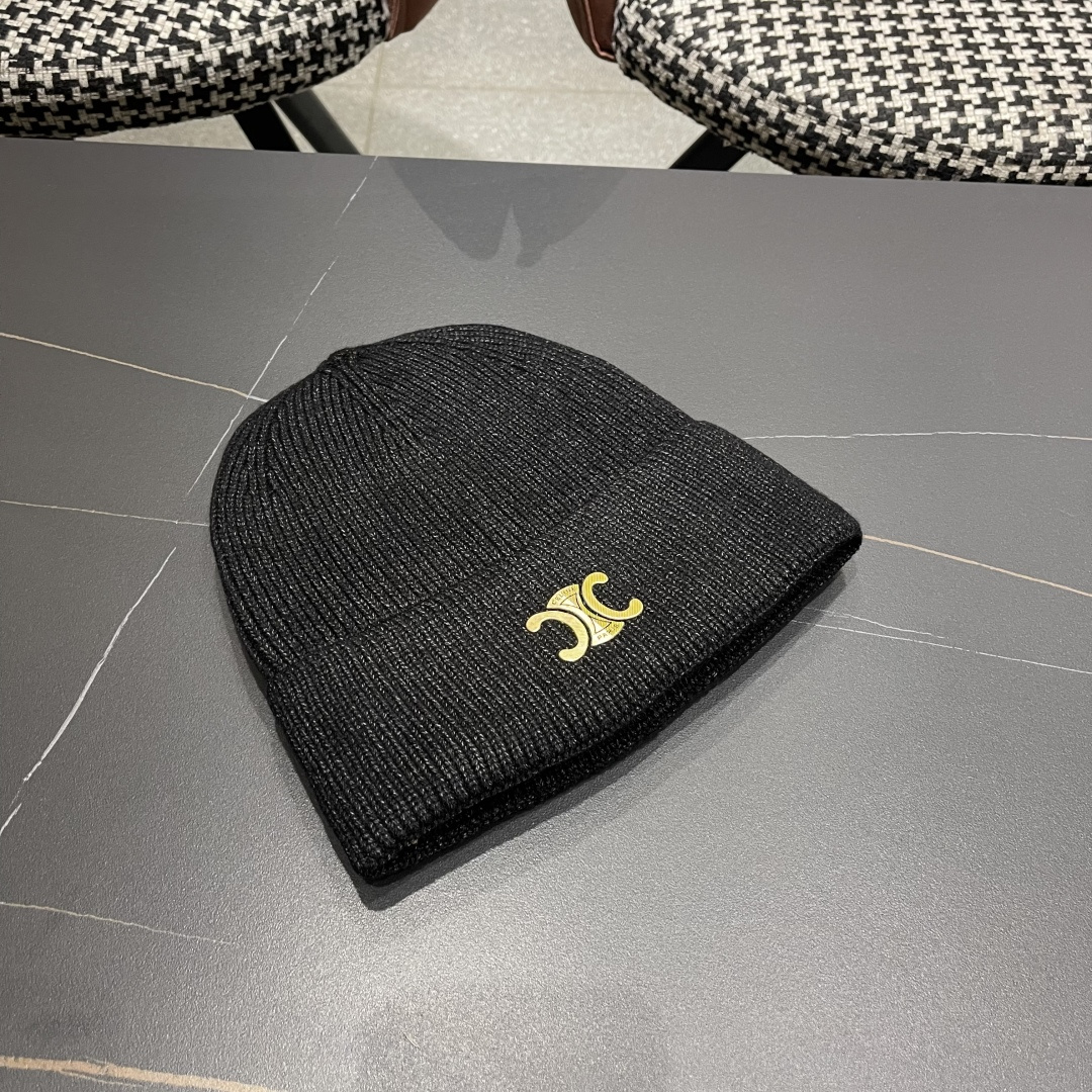  【CELINE赛琳】2025秋冬大牌logo针织毛线帽，百搭单品