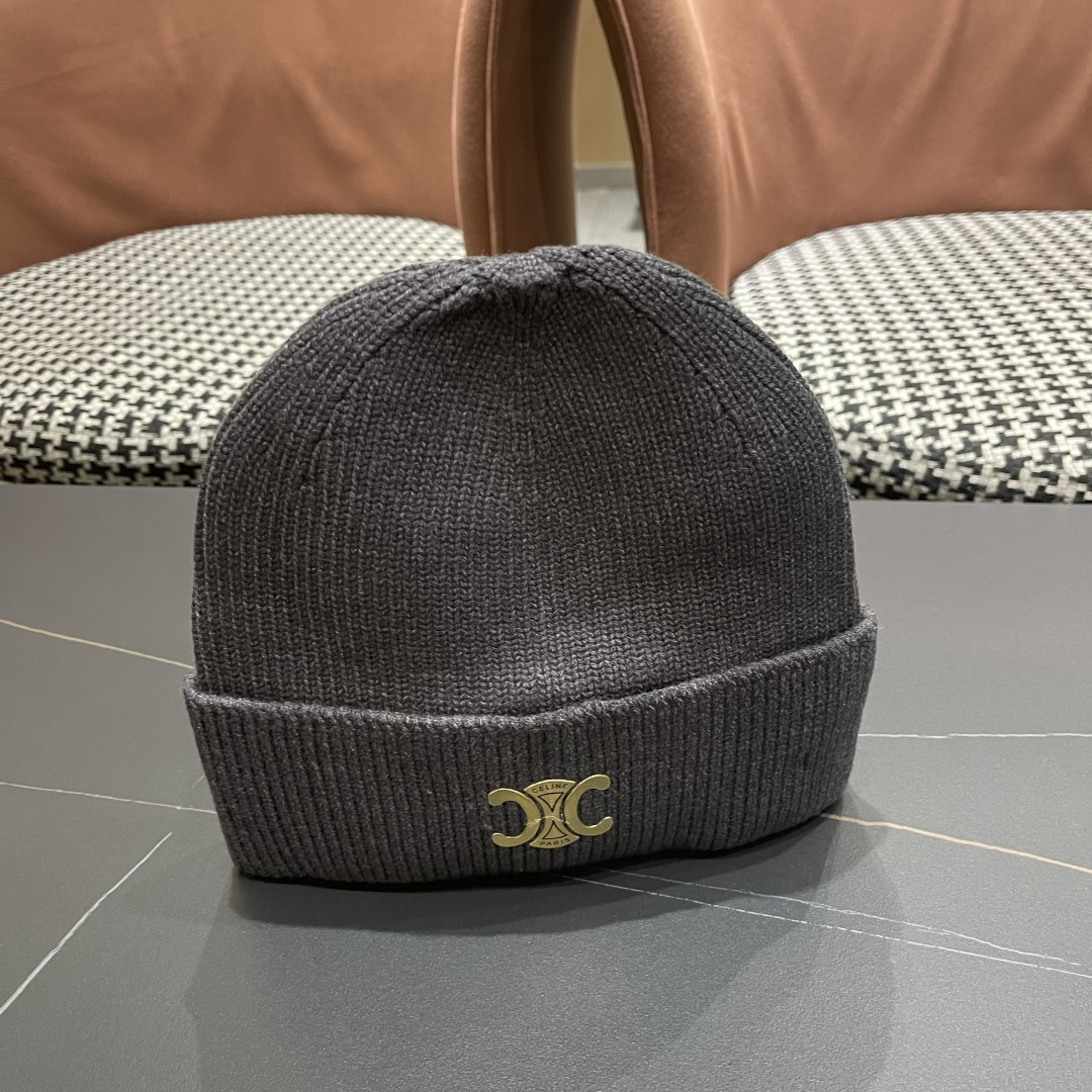  【CELINE赛琳】2025秋冬大牌logo针织毛线帽，百搭单品