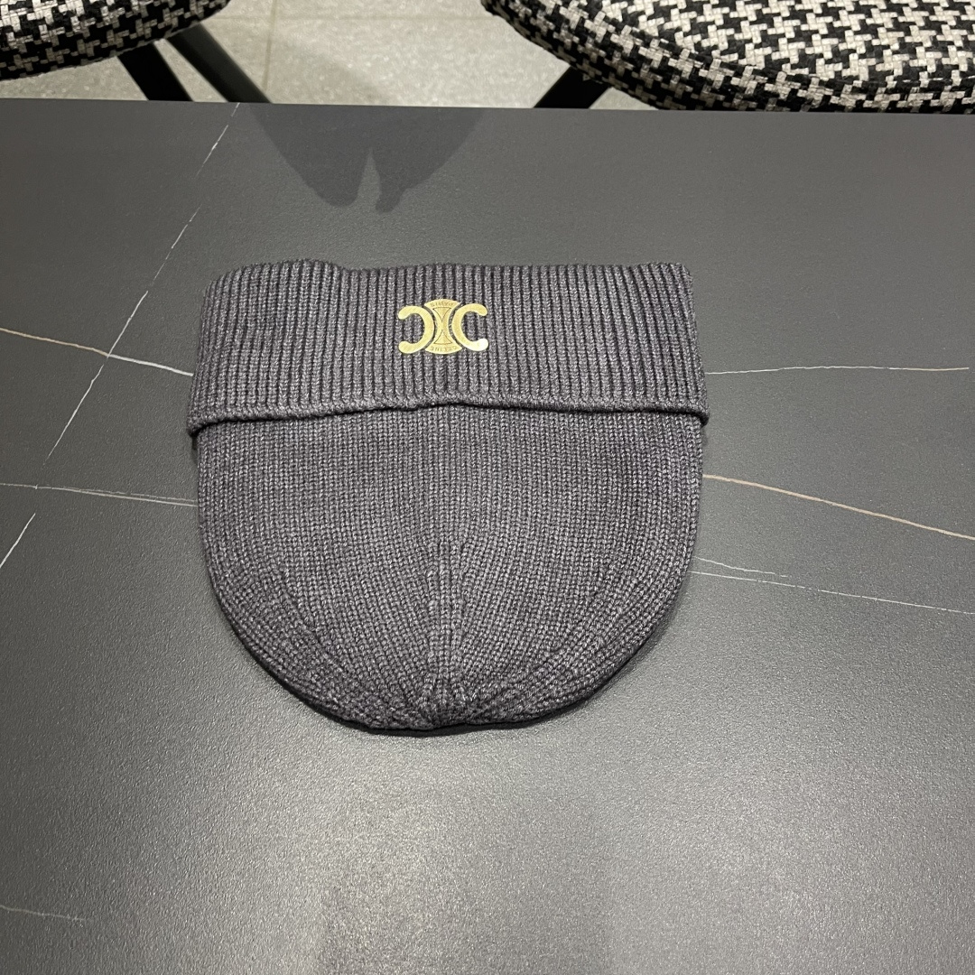  【CELINE赛琳】2025秋冬大牌logo针织毛线帽，百搭单品