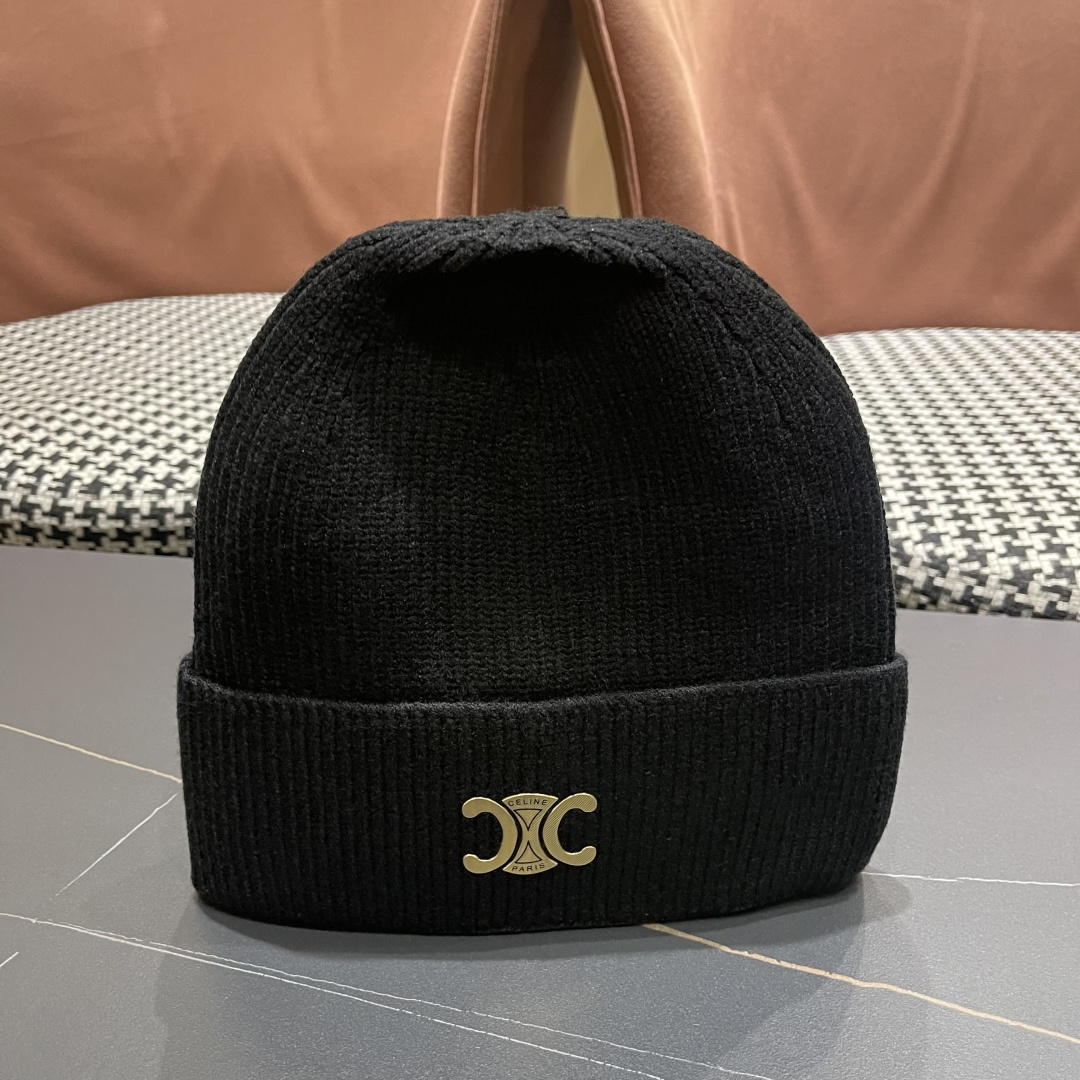 【CELINE赛琳】2025秋冬大牌logo针织毛线帽，百搭单品