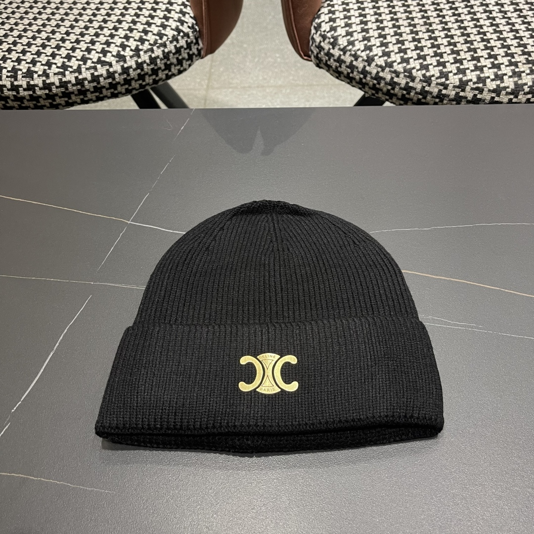  【CELINE赛琳】2025秋冬大牌logo针织毛线帽，百搭单品