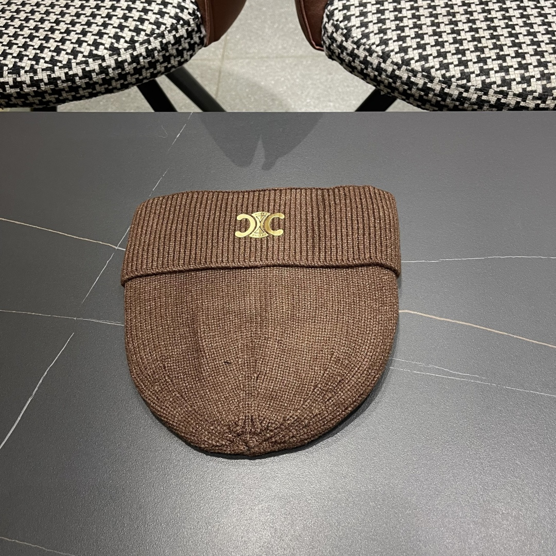  【CELINE赛琳】2025秋冬大牌logo针织毛线帽，百搭单品