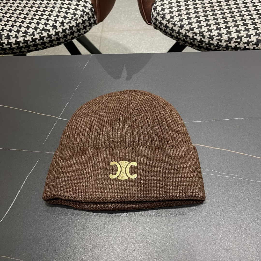  【CELINE赛琳】2025秋冬大牌logo针织毛线帽，百搭单品