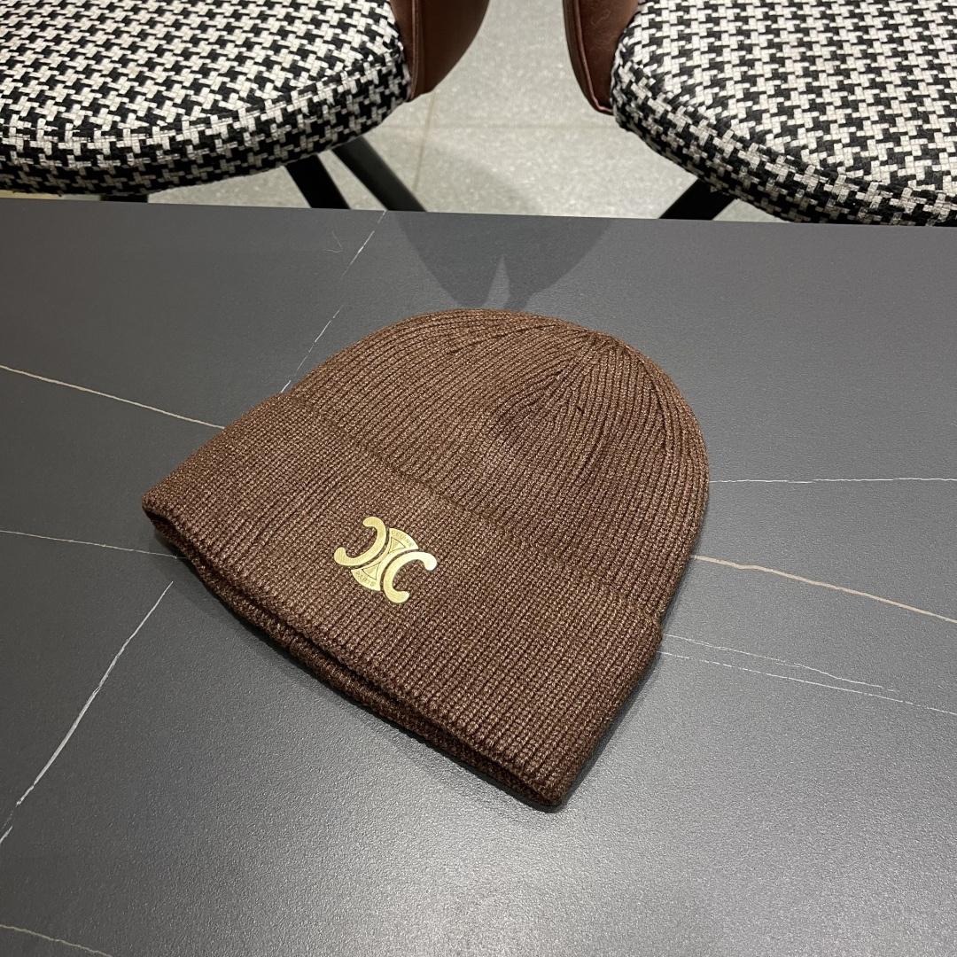  【CELINE赛琳】2025秋冬大牌logo针织毛线帽，百搭单品