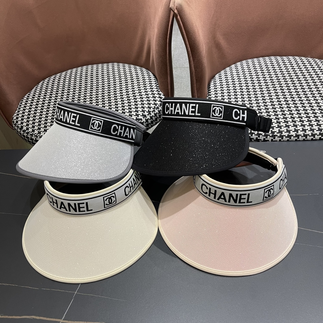  香奈儿 2025新款防晒帽女夏季出游防紫外
线遮阳帽大帽檐空顶户外太阳帽