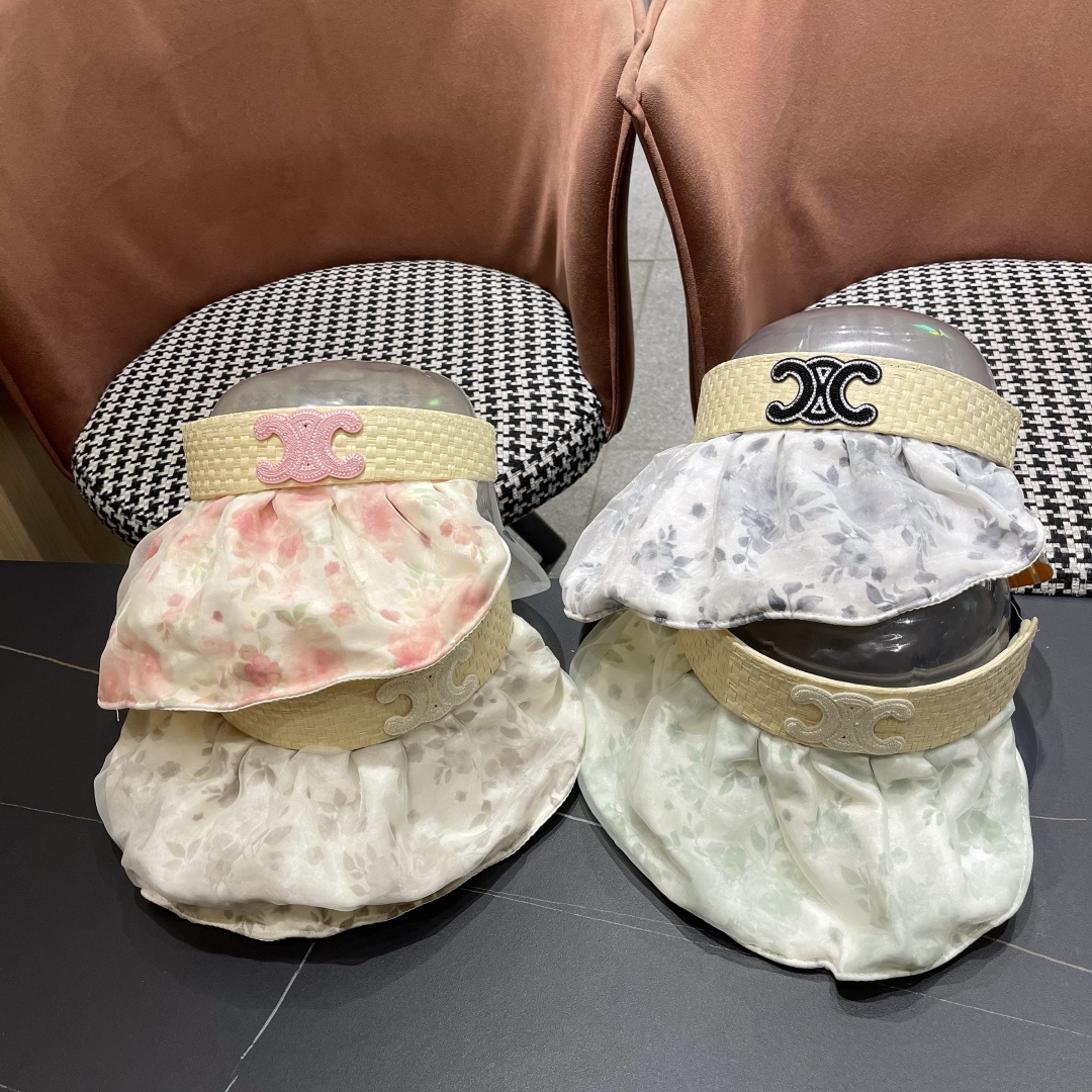  赛琳 夏季新款女花朵出游可收纳发箍贝壳帽空顶防晒
帽百搭遮阳帽沙滩帽