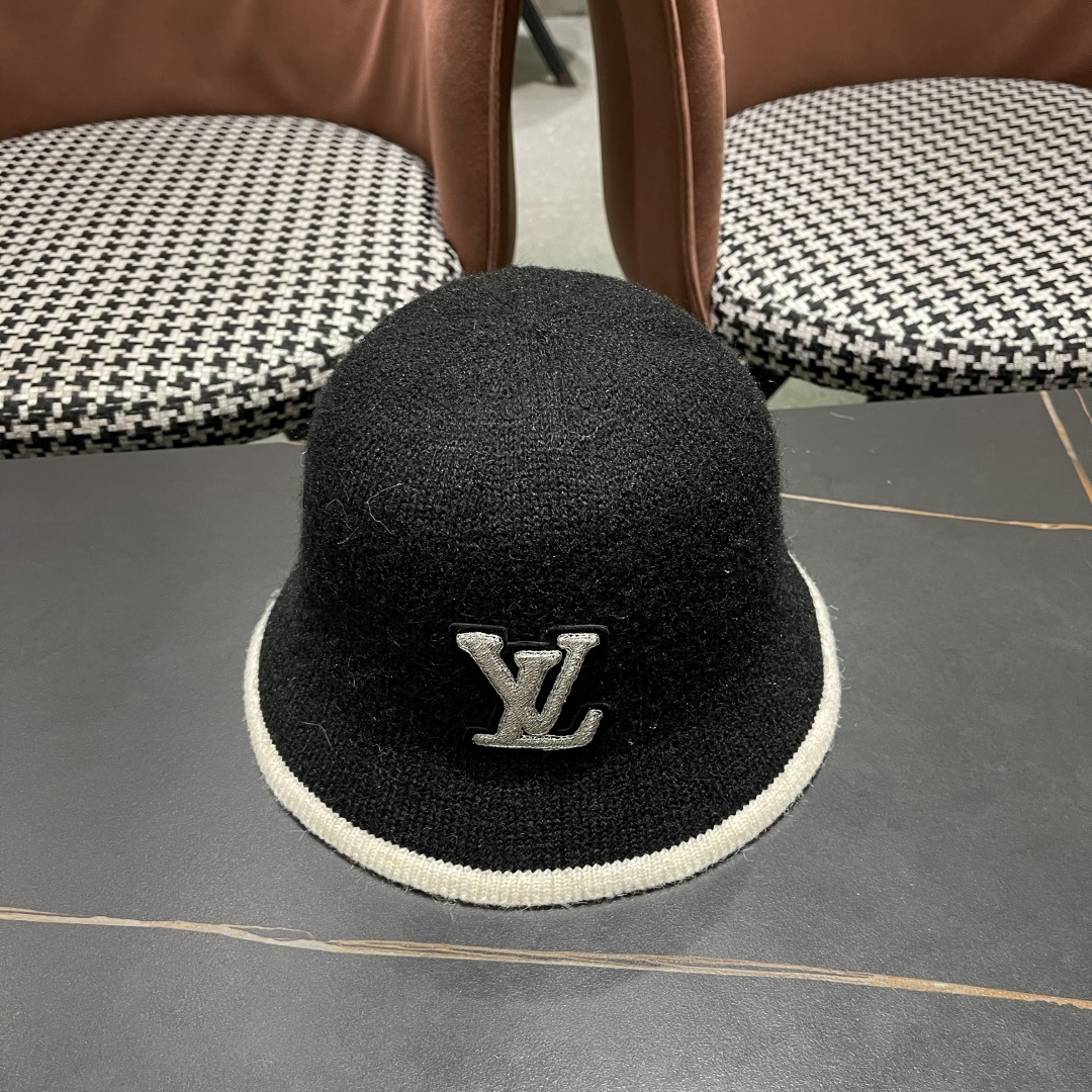  lv路易威登2025新款帽子女秋冬季加绒保暖毛绒绒渔夫帽大头围显脸小韩版盆帽