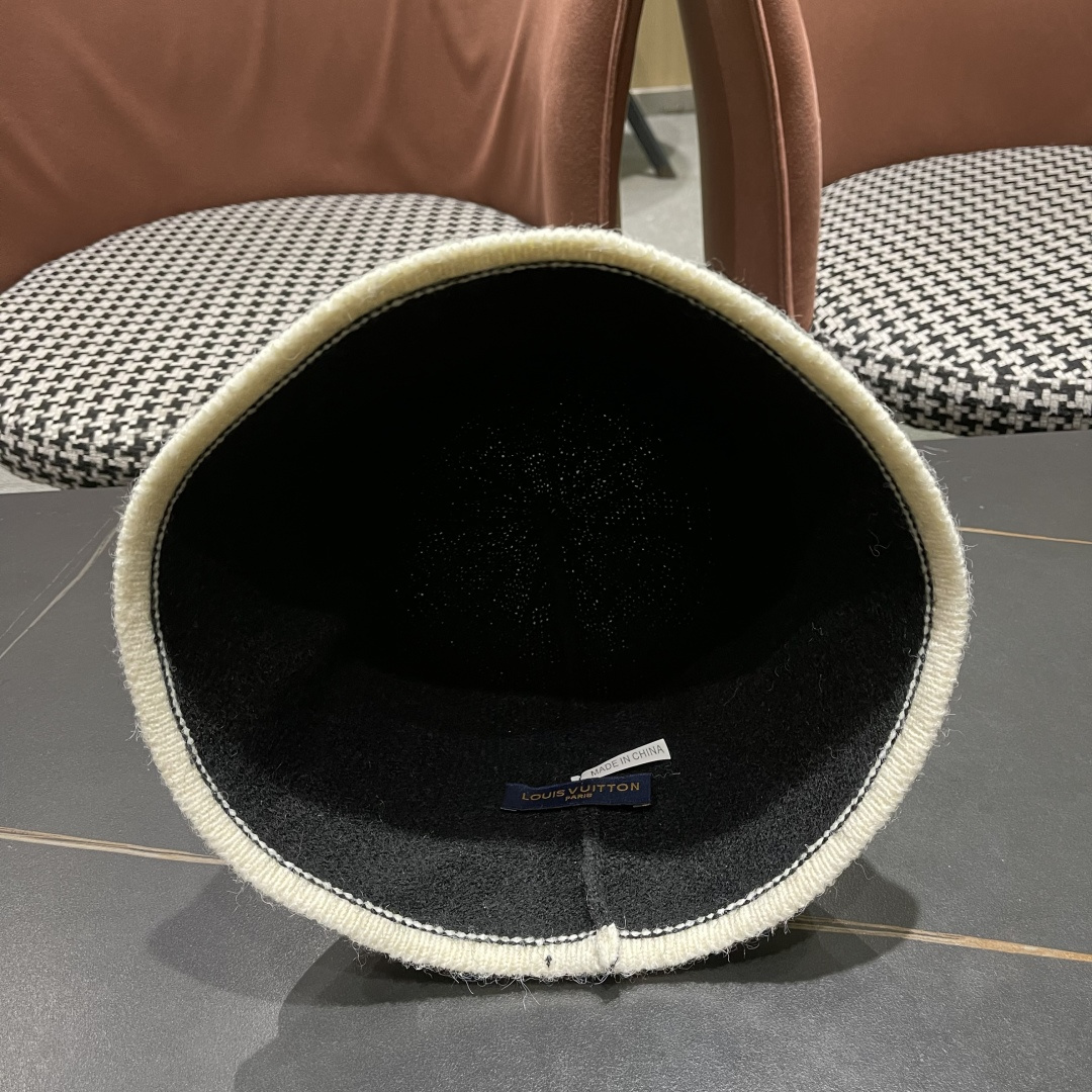  lv路易威登2025新款帽子女秋冬季加绒保暖毛绒绒渔夫帽大头围显脸小韩版盆帽
