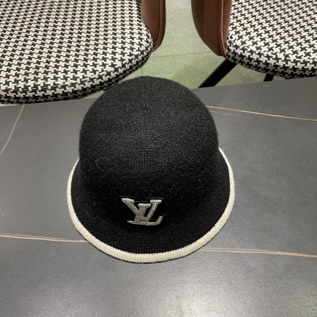  lv路易威登2025新款帽子女秋冬季加绒保暖毛绒绒渔夫帽大头围显脸小韩版盆帽