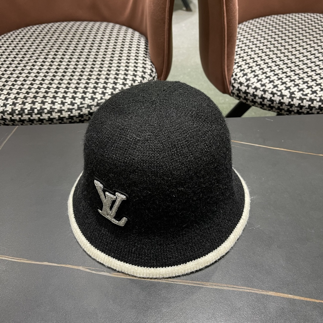  lv路易威登2025新款帽子女秋冬季加绒保暖毛绒绒渔夫帽大头围显脸小韩版盆帽