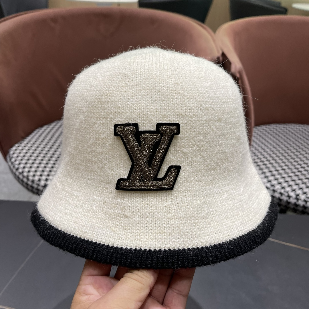  lv路易威登2025新款帽子女秋冬季加绒保暖毛绒绒渔夫帽大头围显脸小韩版盆帽
