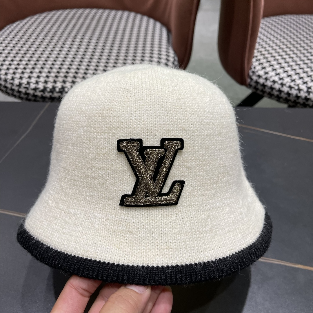  lv路易威登2025新款帽子女秋冬季加绒保暖毛绒绒渔夫帽大头围显脸小韩版盆帽