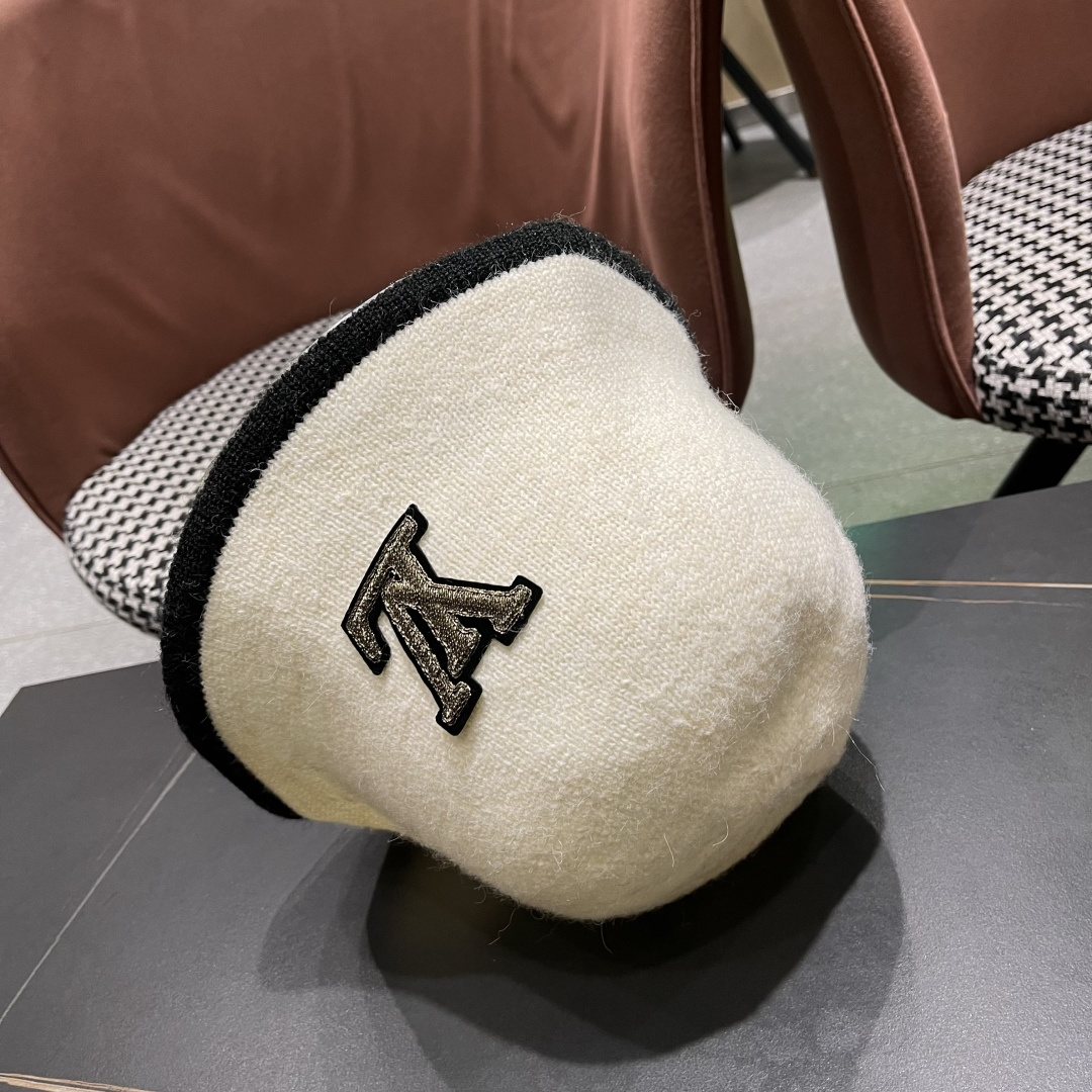  lv路易威登2025新款帽子女秋冬季加绒保暖毛绒绒渔夫帽大头围显脸小韩版盆帽