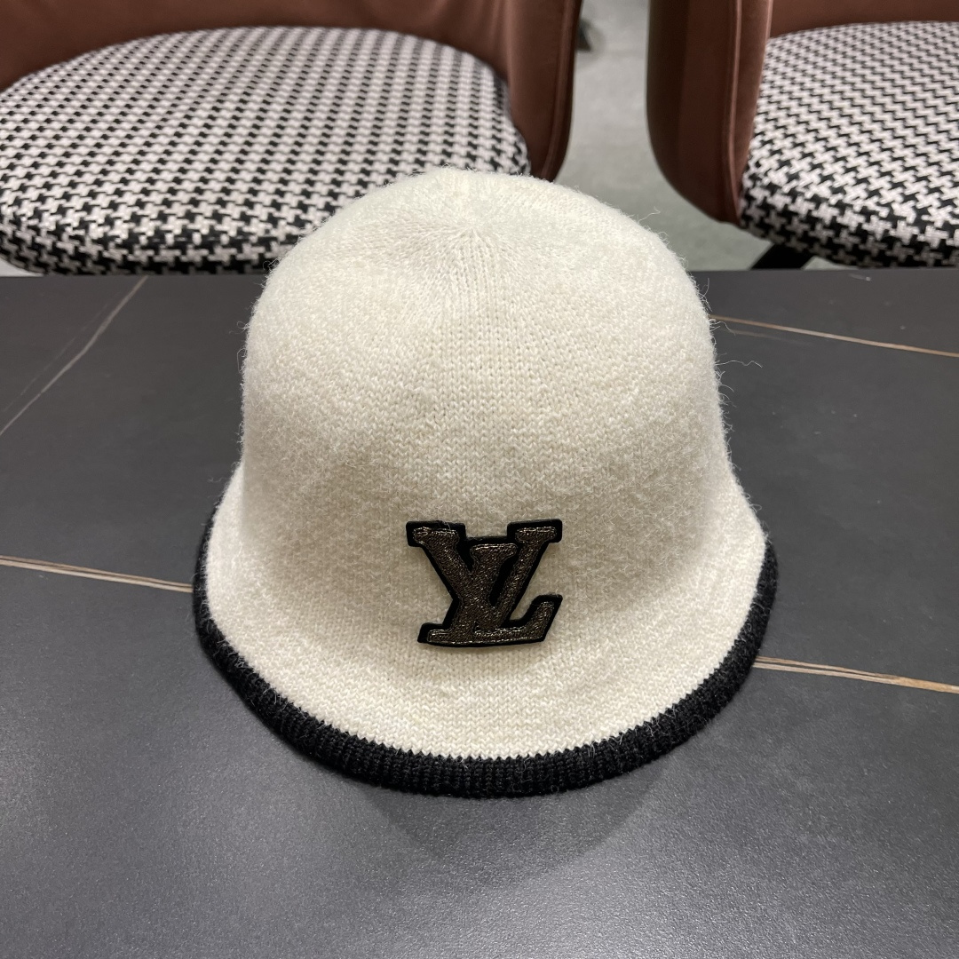  lv路易威登2025新款帽子女秋冬季加绒保暖毛绒绒渔夫帽大头围显脸小韩版盆帽