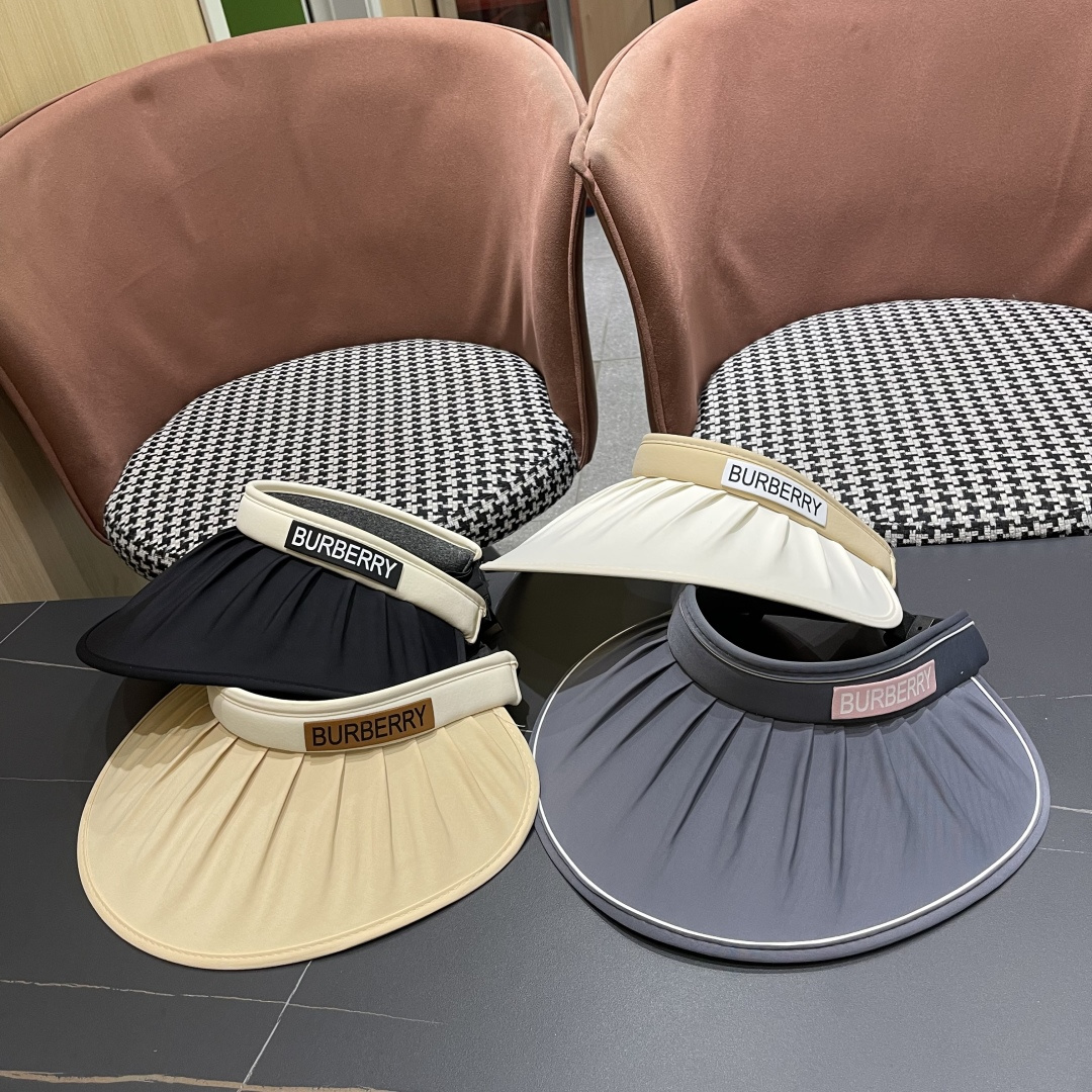  巴宝莉 2025新款帽子女款夏季遮阳防晒帽户外防紫外
线大檐百搭空顶防晒帽