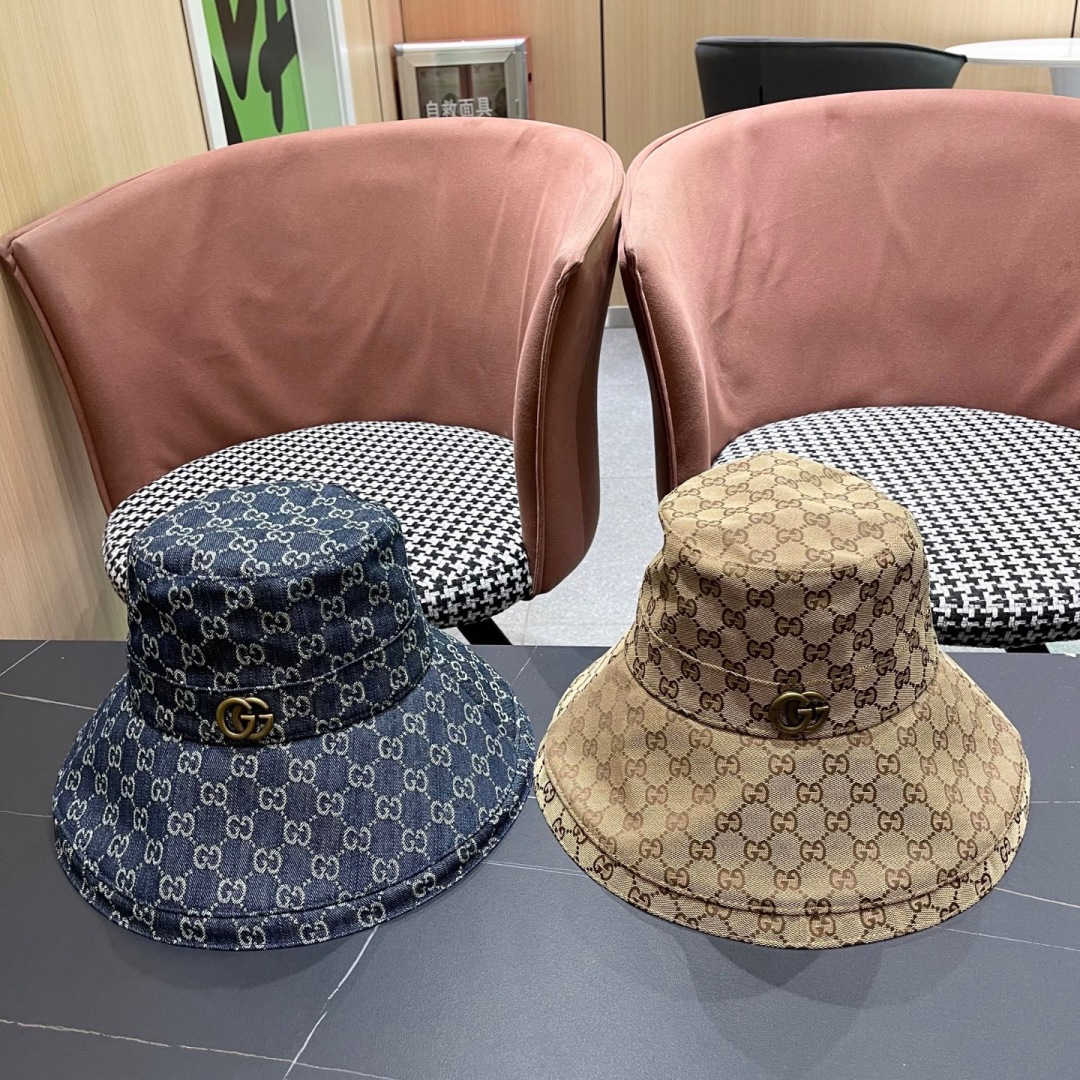  古奇GUCCI🧢官网新品2025年g家字母正确版本老花字母大帽檐牛仔渔夫
帽子女春夏防晒k4