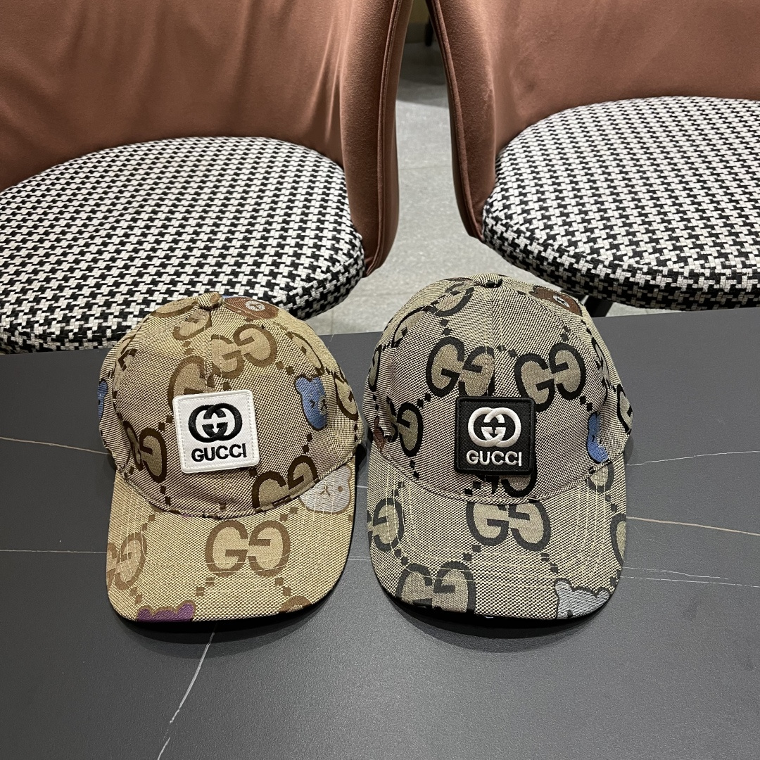  Gucci古奇新款原单棒球帽， 棒球帽。专柜11开模订制，原版帆布面轻盈透气！基础头围56，贴片可调节