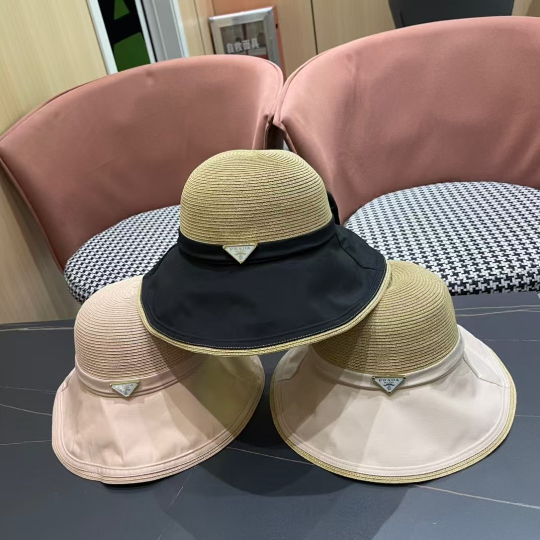 普拉达春新款渔夫帽，帽型很好，大脸型哦！出街必备