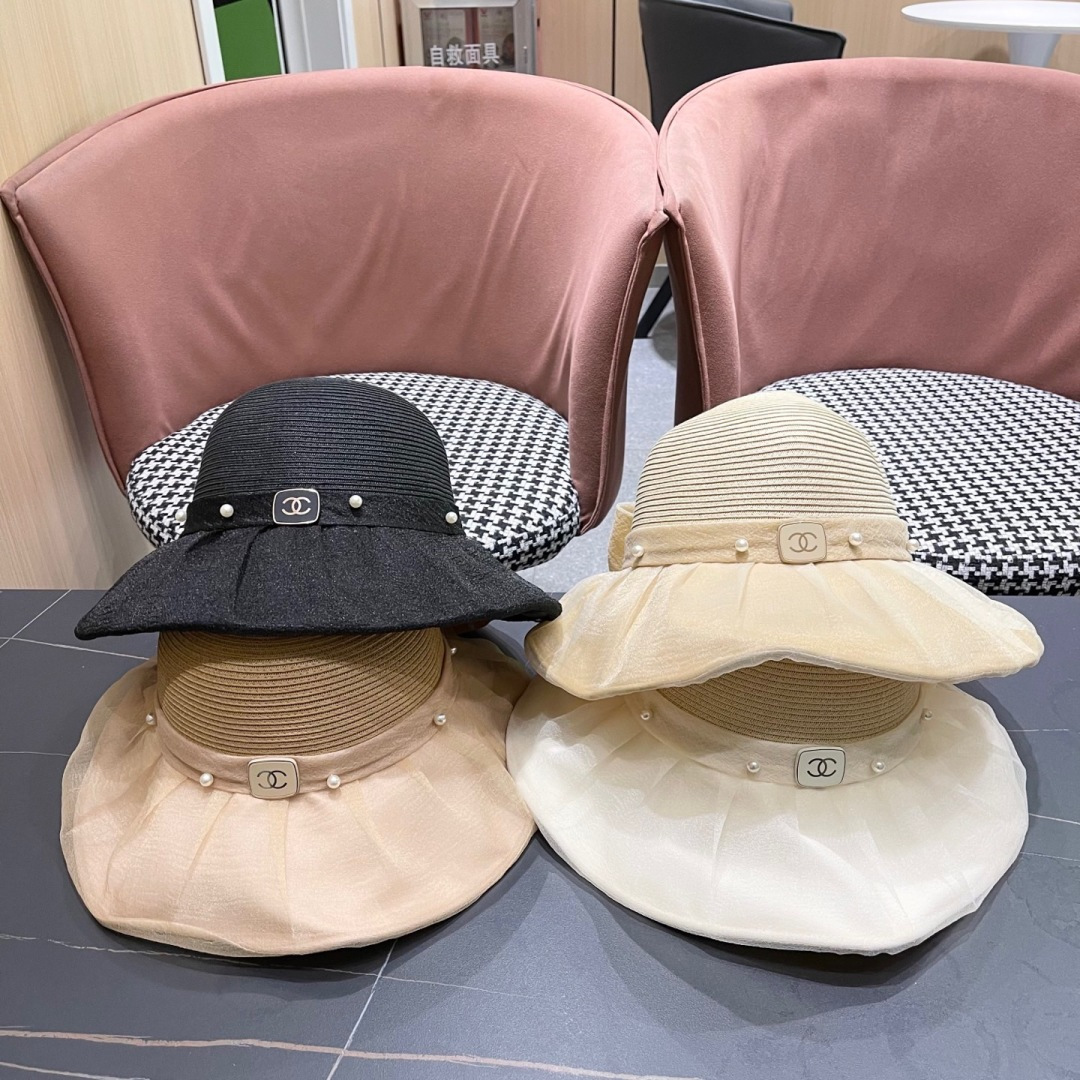 【CHANEL香奈儿】草帽女2025新款防晒休闲蝴蝶结遮阳渔夫帽🌈更有质感的一款