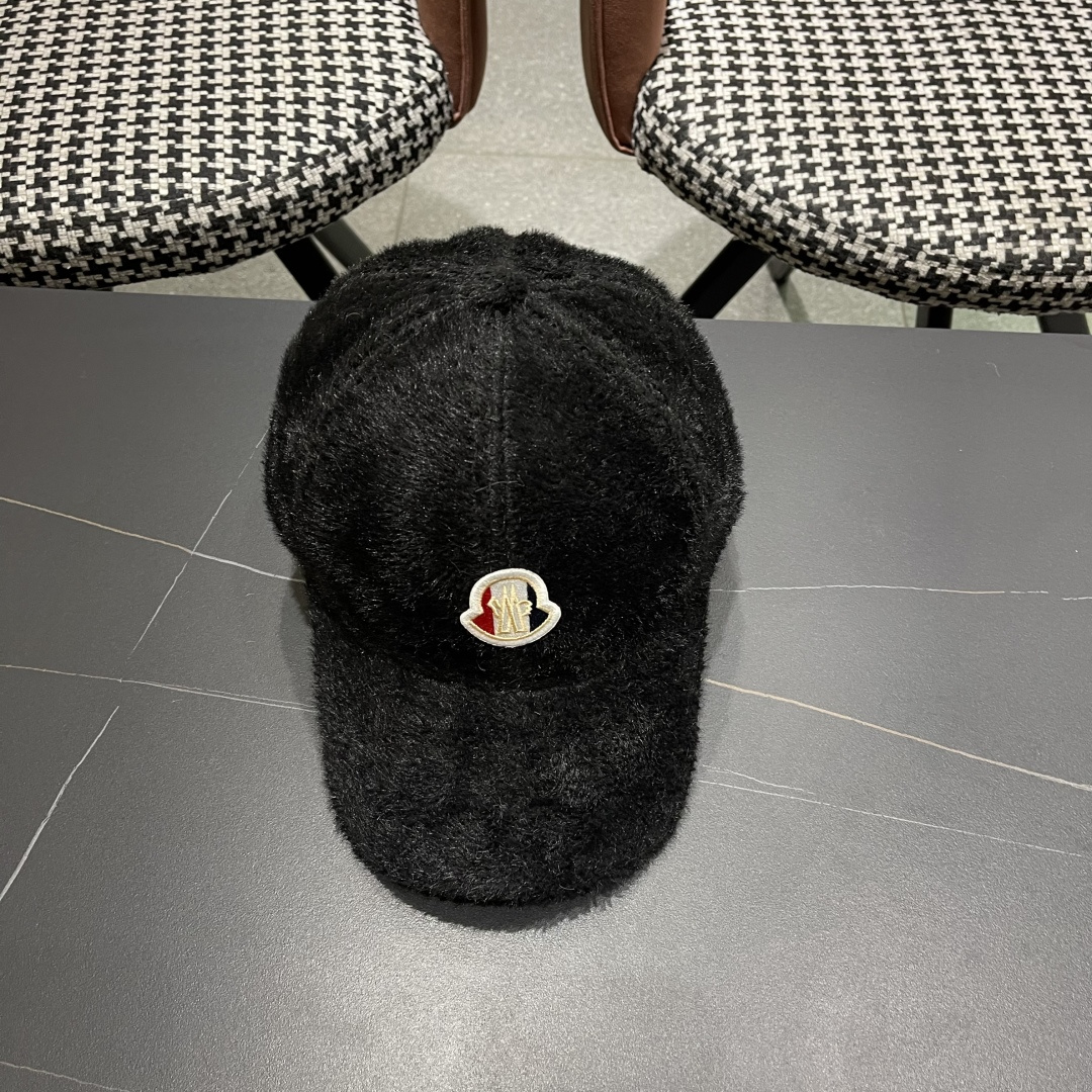  蒙口moncler棒球帽女秋冬季韩版百搭大头围保暖鸭舌帽显脸小毛绒帽子