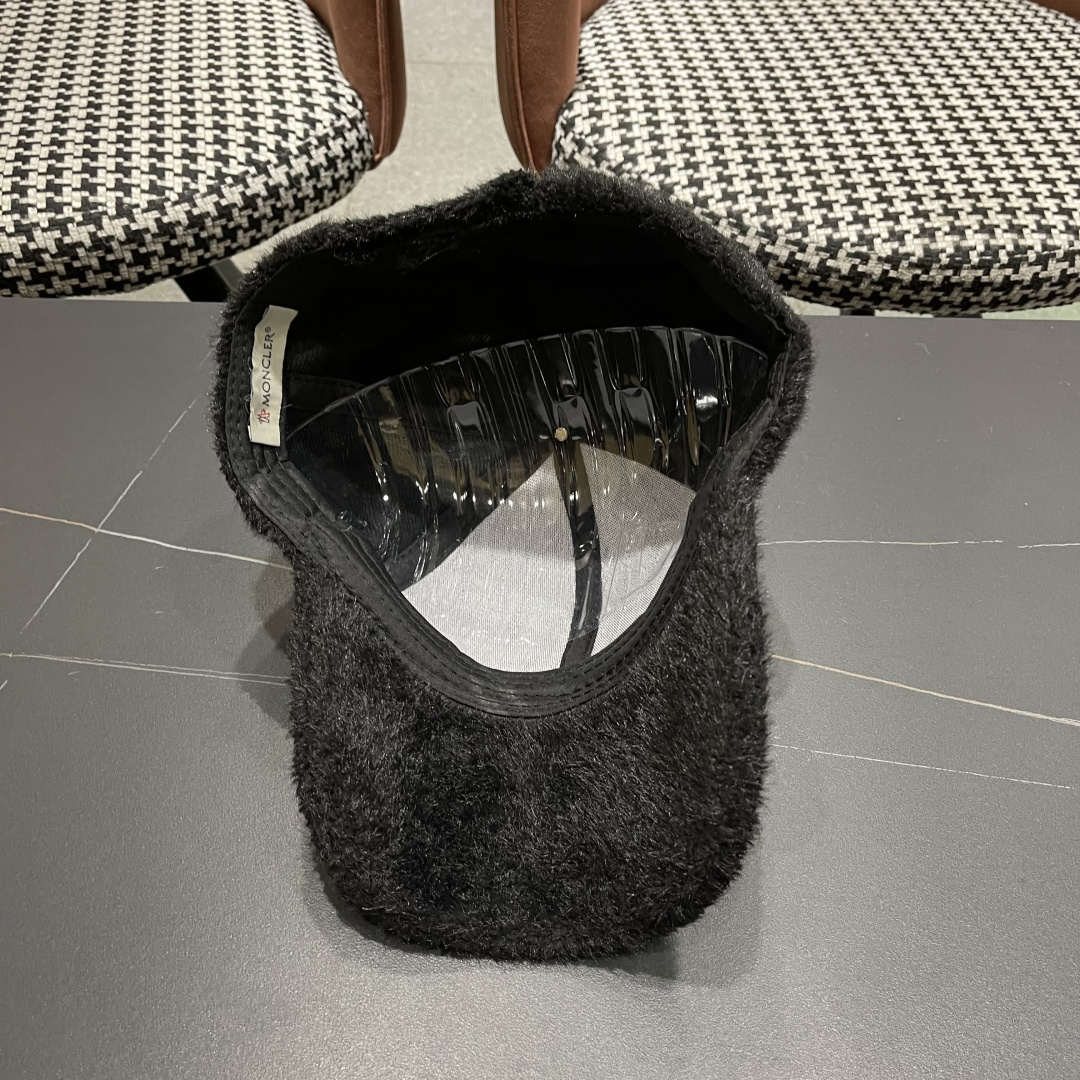  蒙口moncler棒球帽女秋冬季韩版百搭大头围保暖鸭舌帽显脸小毛绒帽子