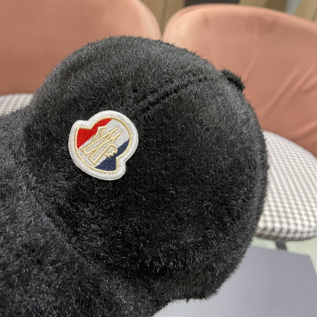  蒙口moncler棒球帽女秋冬季韩版百搭大头围保暖鸭舌帽显脸小毛绒帽子