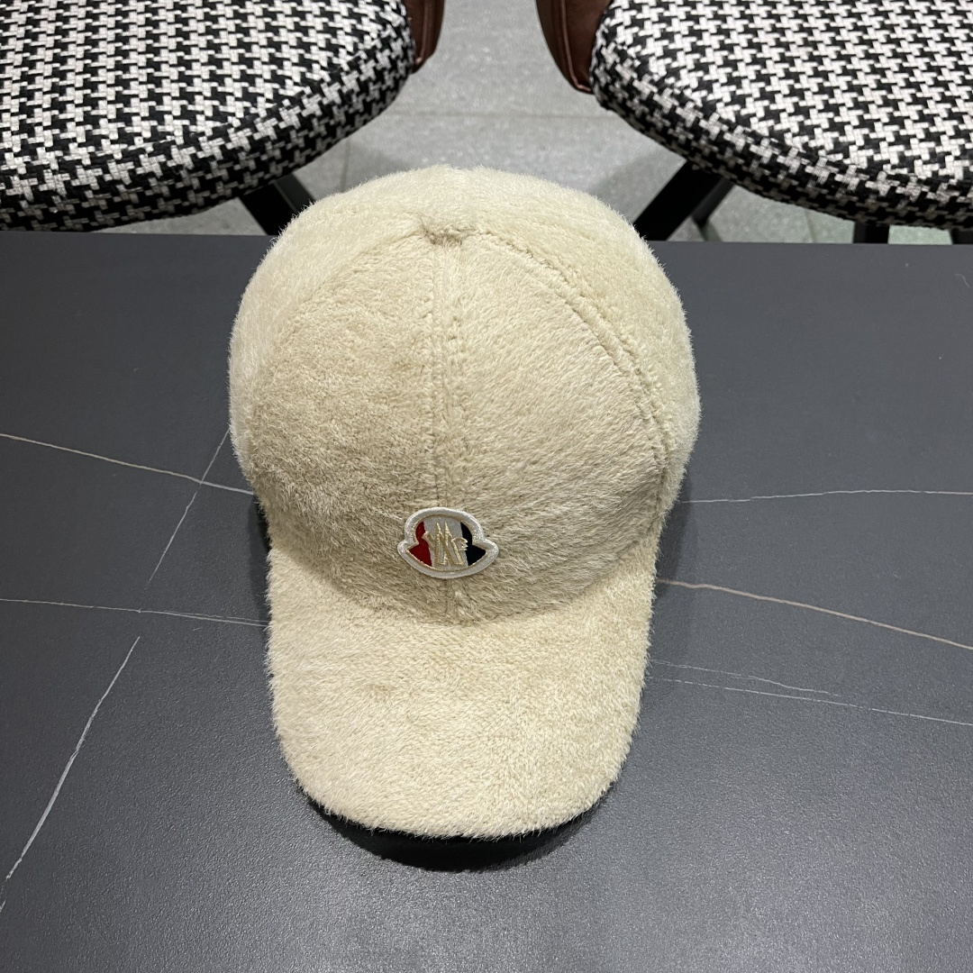  蒙口moncler棒球帽女秋冬季韩版百搭大头围保暖鸭舌帽显脸小毛绒帽子