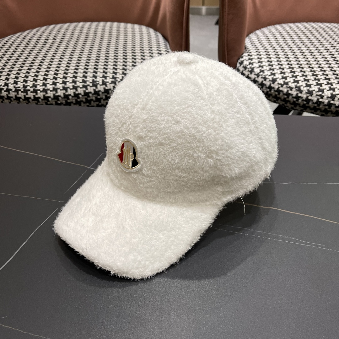  蒙口moncler棒球帽女秋冬季韩版百搭大头围保暖鸭舌帽显脸小毛绒帽子