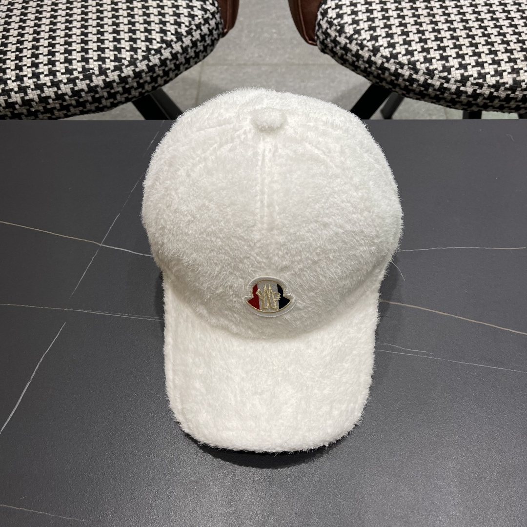  蒙口moncler棒球帽女秋冬季韩版百搭大头围保暖鸭舌帽显脸小毛绒帽子