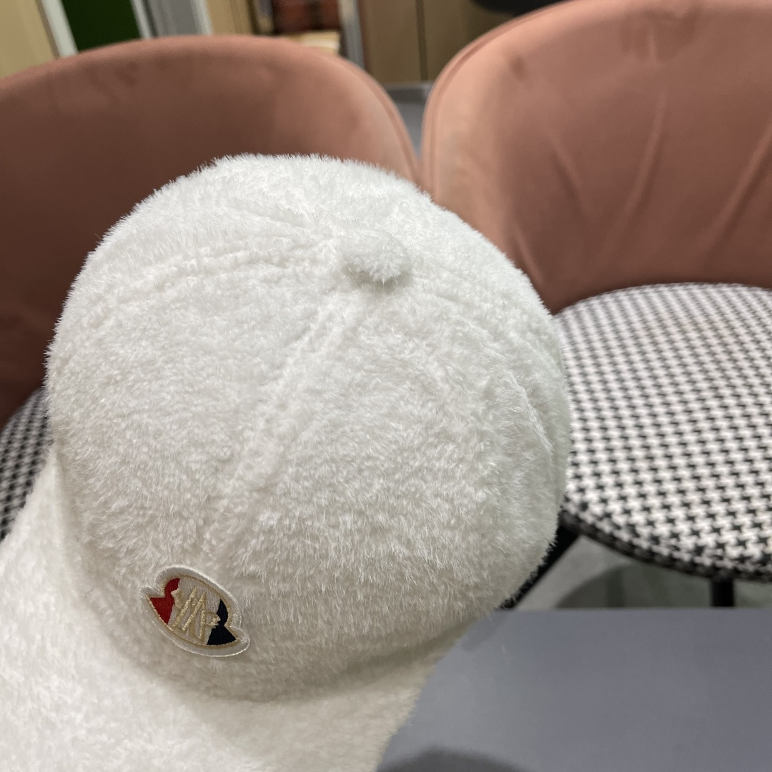  蒙口moncler棒球帽女秋冬季韩版百搭大头围保暖鸭舌帽显脸小毛绒帽子