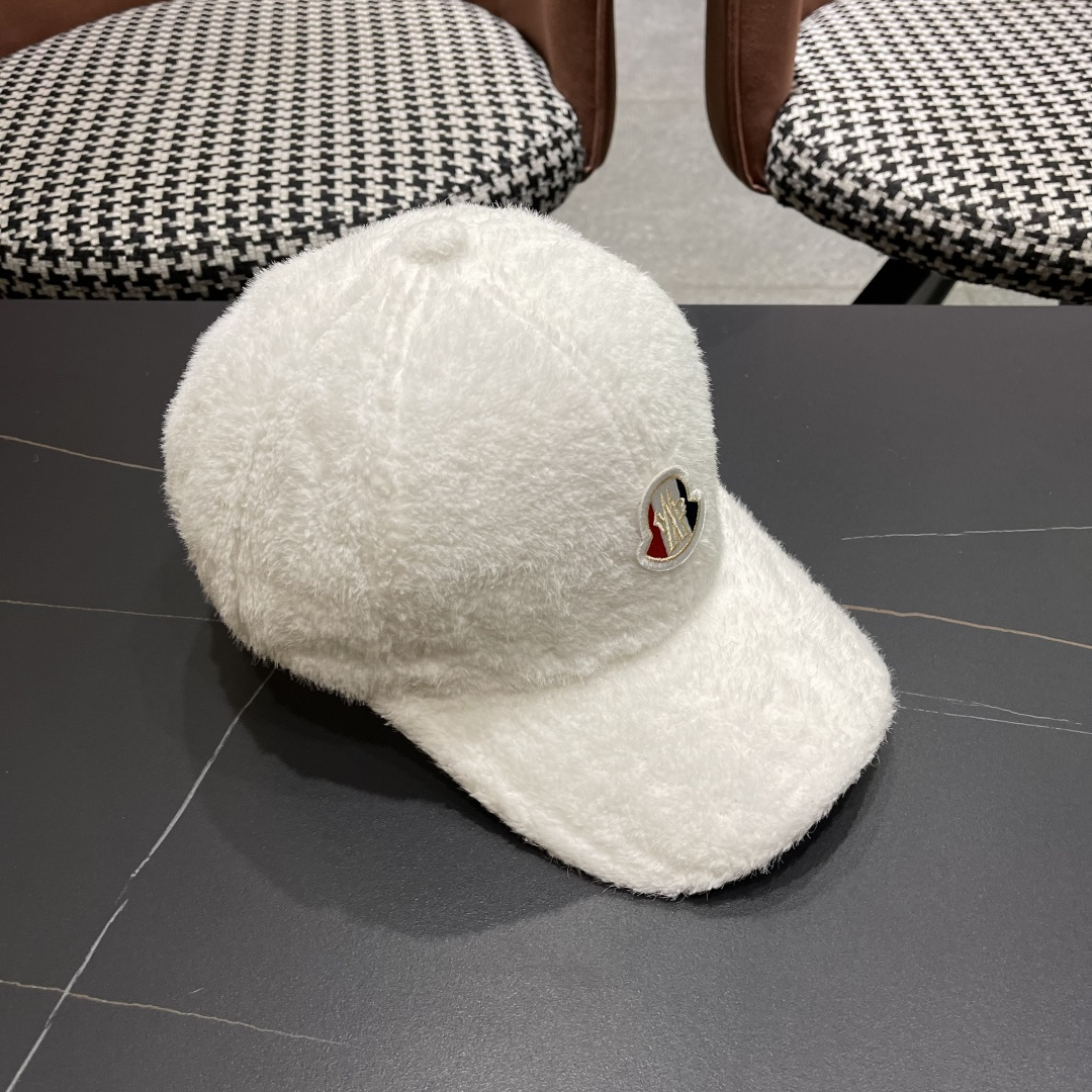  蒙口moncler棒球帽女秋冬季韩版百搭大头围保暖鸭舌帽显脸小毛绒帽子