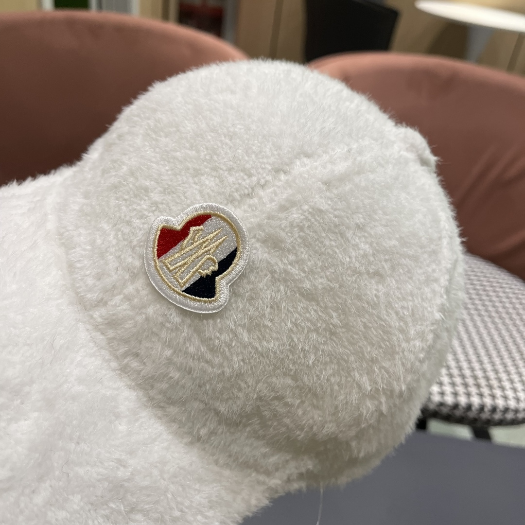  蒙口moncler棒球帽女秋冬季韩版百搭大头围保暖鸭舌帽显脸小毛绒帽子