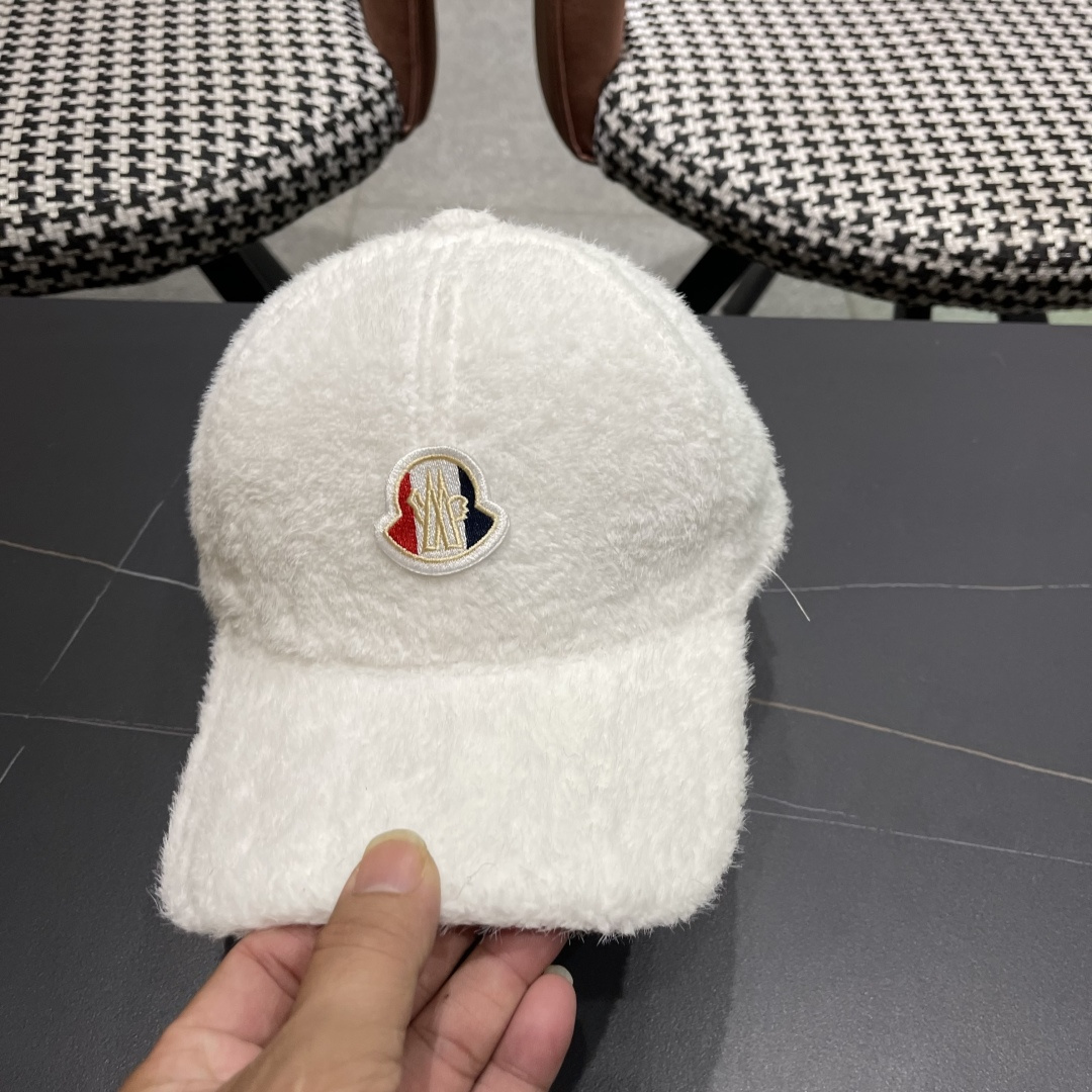  蒙口moncler棒球帽女秋冬季韩版百搭大头围保暖鸭舌帽显脸小毛绒帽子