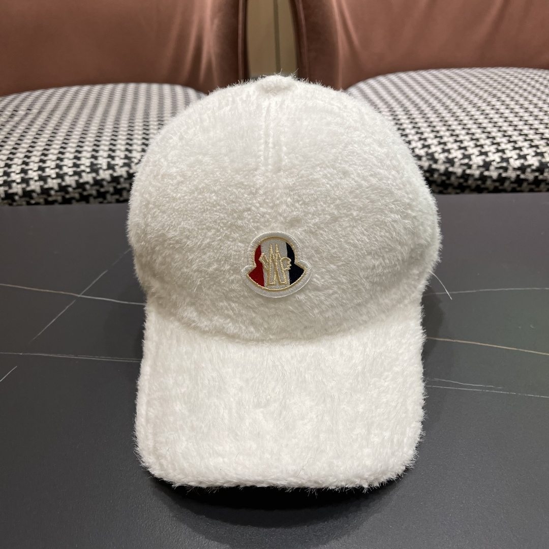  蒙口moncler棒球帽女秋冬季韩版百搭大头围保暖鸭舌帽显脸小毛绒帽子