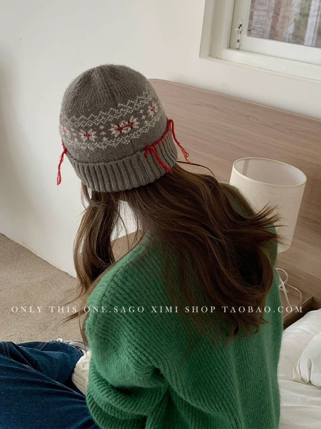  MONCLER（蒙口）雪花套头针织帽保暖百搭大头围复古毛线帽子女秋冬