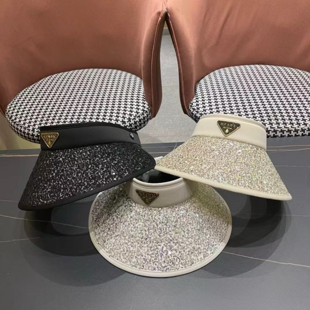  Prada普拉达2024春夏新款带钻空顶帽缎面包边空顶，细辫遮阳率99%，高颜值