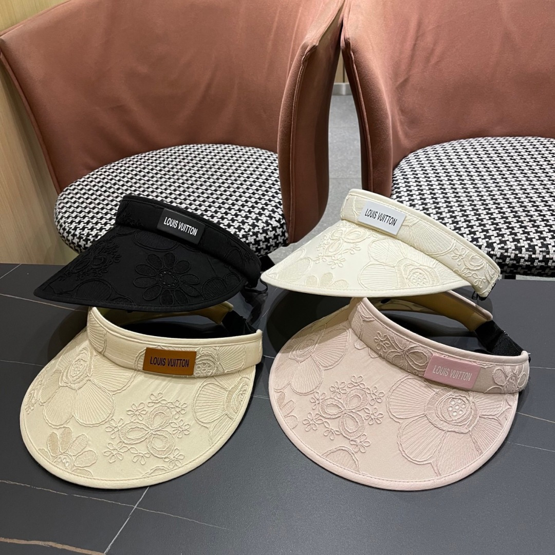 lv路易威登2025新款花朵刺绣空顶帽女春夏出游遮阳防晒帽显脸
小百搭休闲太阳盆帽
