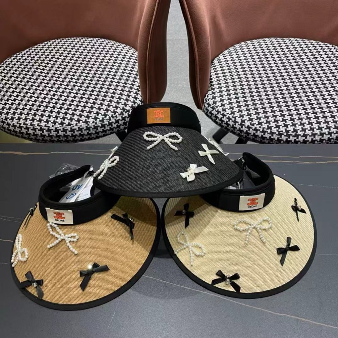 【CELINE赛琳】2024夏季新款珍珠轻奢款空顶帽，气质款🔆
重工百搭款～