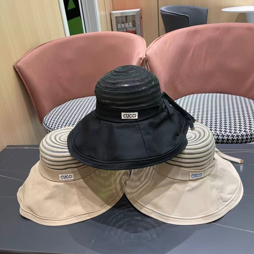  GUCCI古奇 2024新款韩版百搭遮脸防晒帽户外防紫外线渔夫帽
