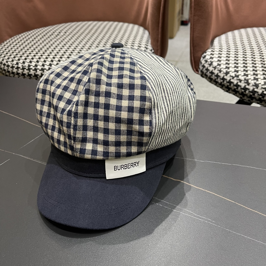  巴宝莉BURBERRY 新款八角帽子女春秋季韩版时尚百搭显脸小报童帽画家帽鸭舌帽格纹
