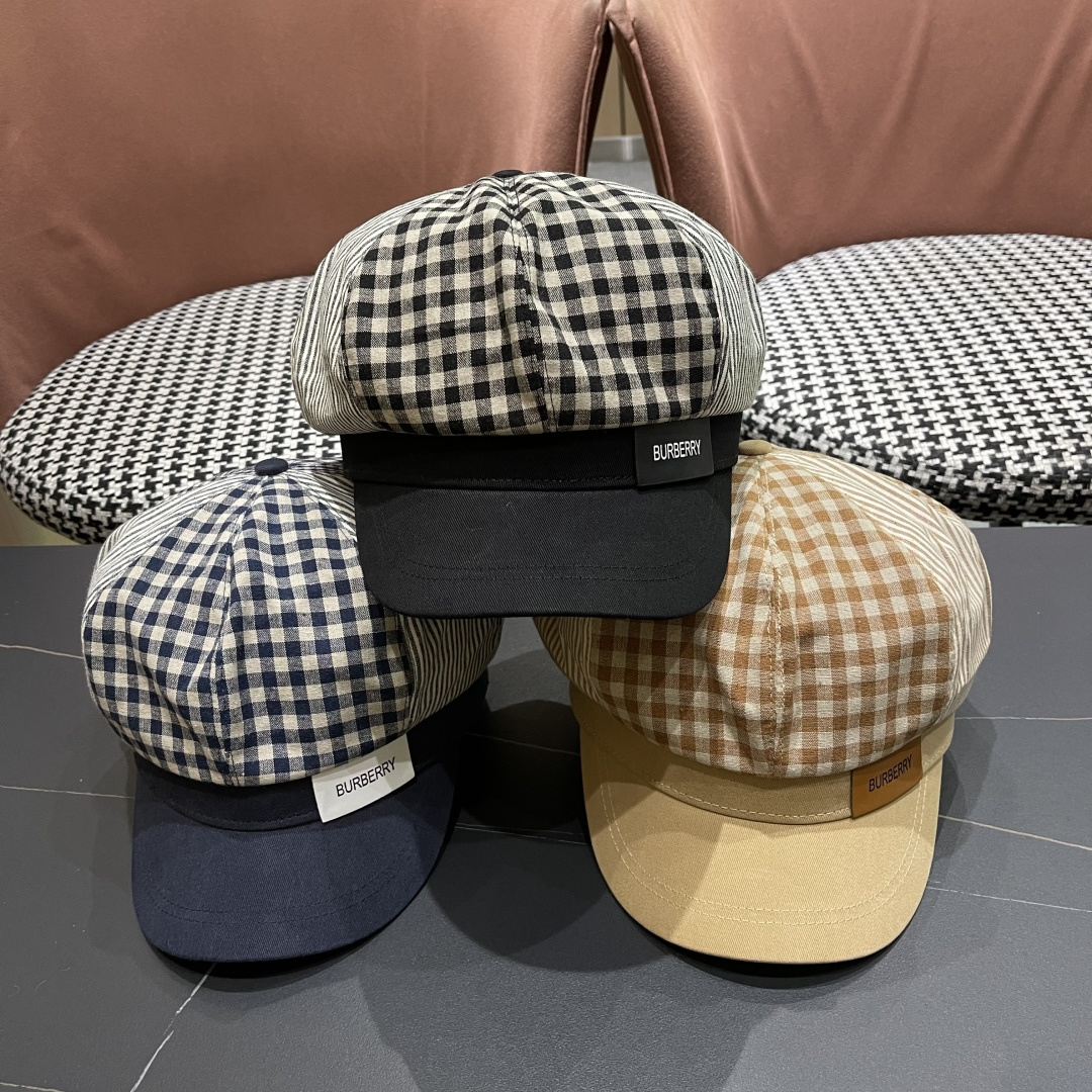  巴宝莉BURBERRY 新款八角帽子女春秋季韩版时尚百搭显脸小报童帽画家帽鸭舌帽格纹