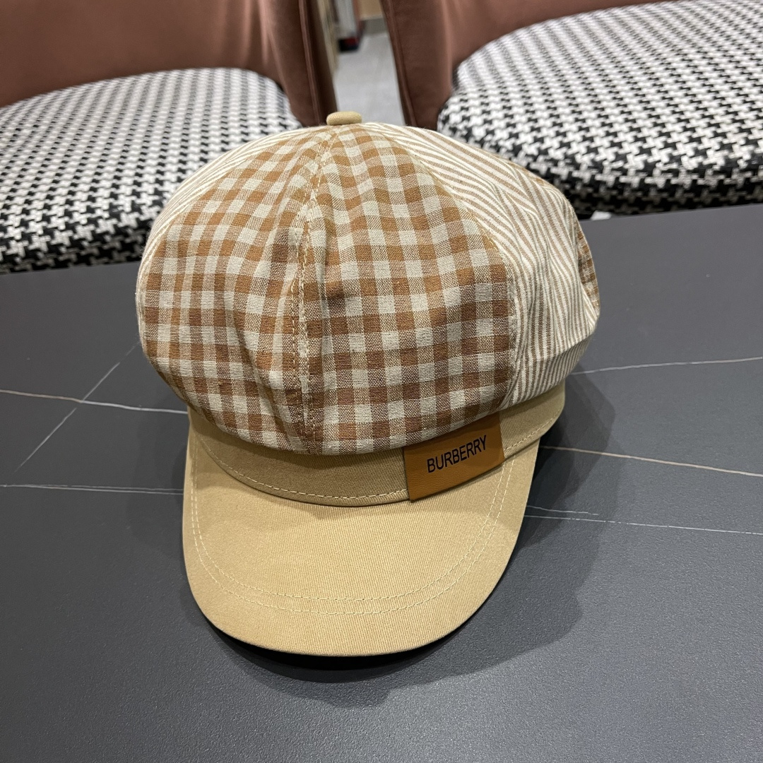  巴宝莉BURBERRY 新款八角帽子女春秋季韩版时尚百搭显脸小报童帽画家帽鸭舌帽格纹
