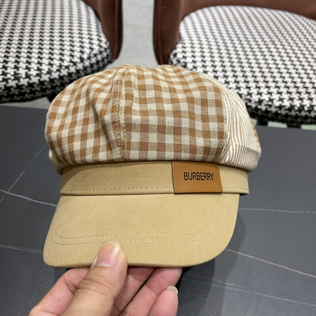  巴宝莉BURBERRY 新款八角帽子女春秋季韩版时尚百搭显脸小报童帽画家帽鸭舌帽格纹